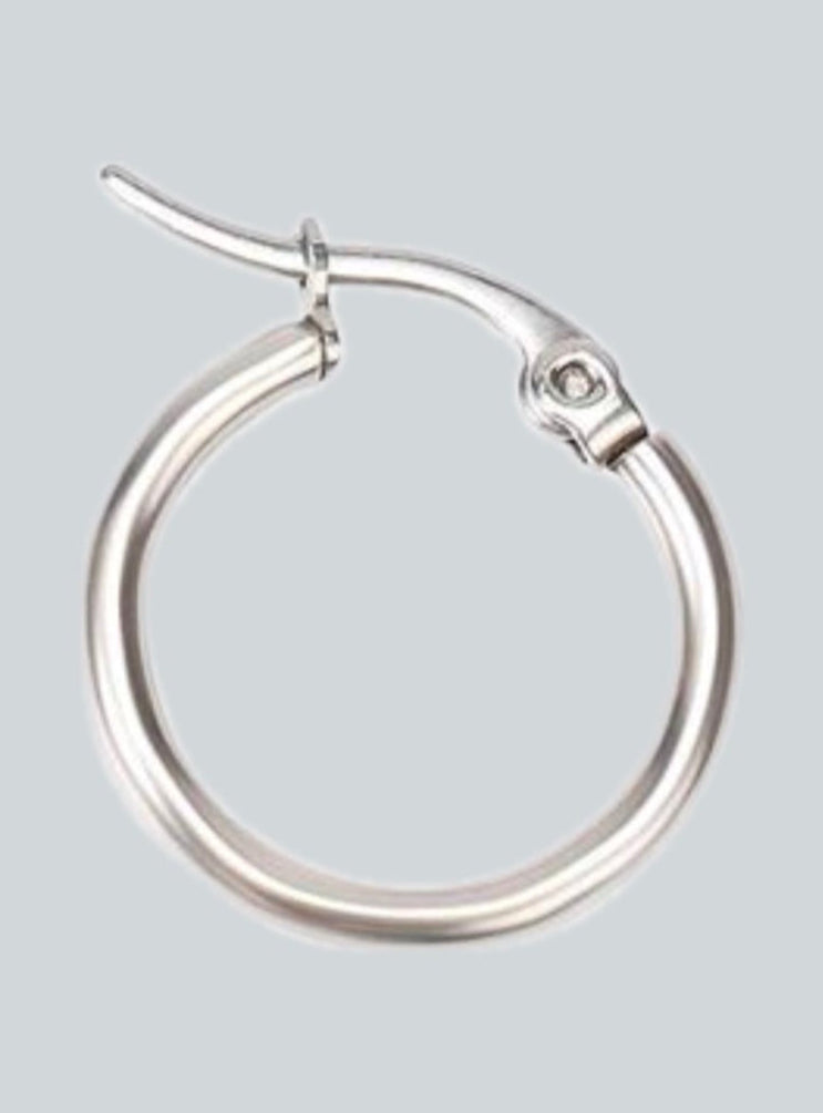 Orecchino ad Anello Singolo Color Acciaio