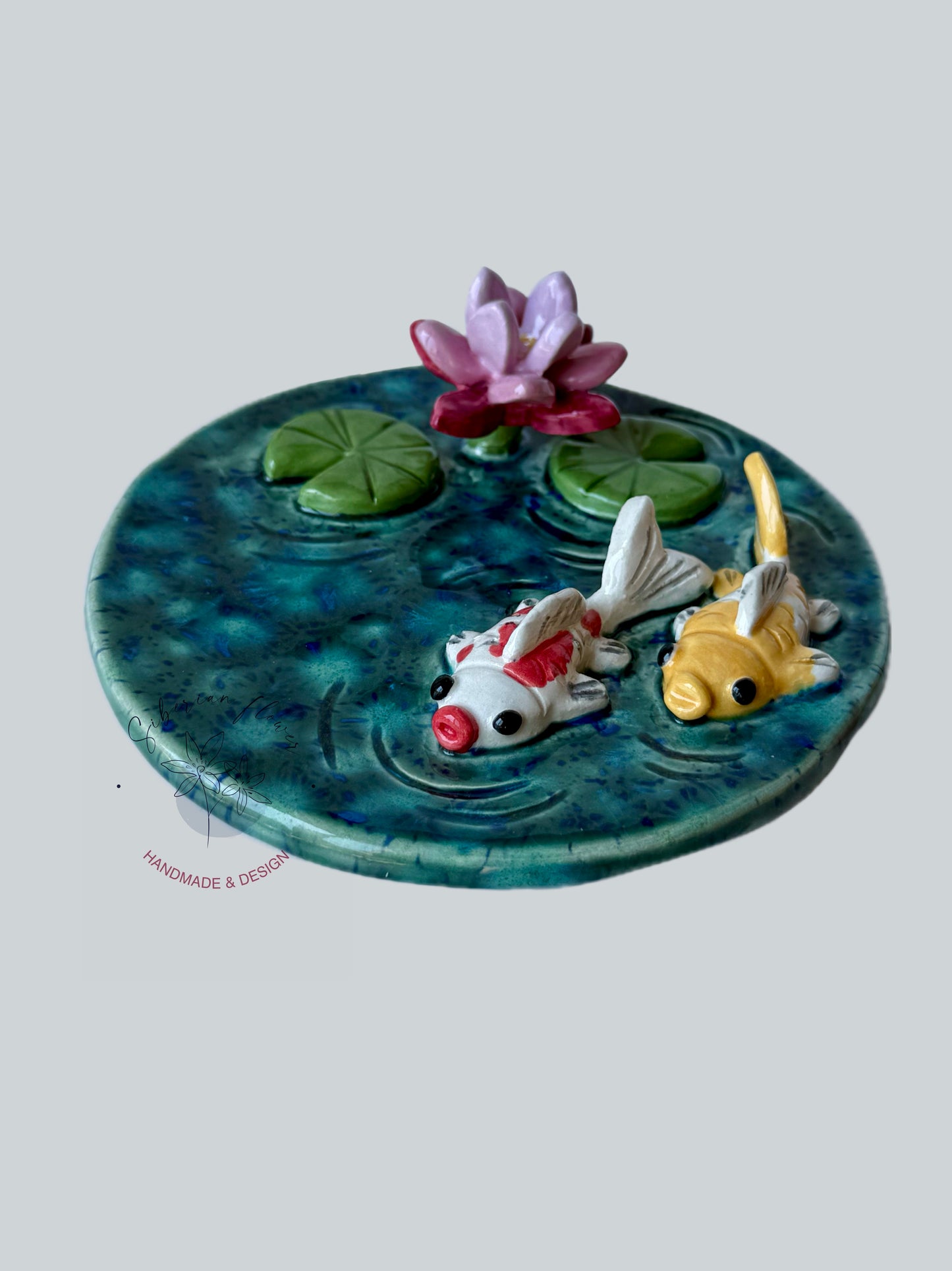 PREORDER Piattino Portagioie Bruciaincenso con Carpe Koi
