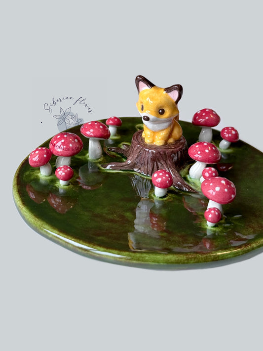 Piattino Portagioie Bruciaincenso con Volpe