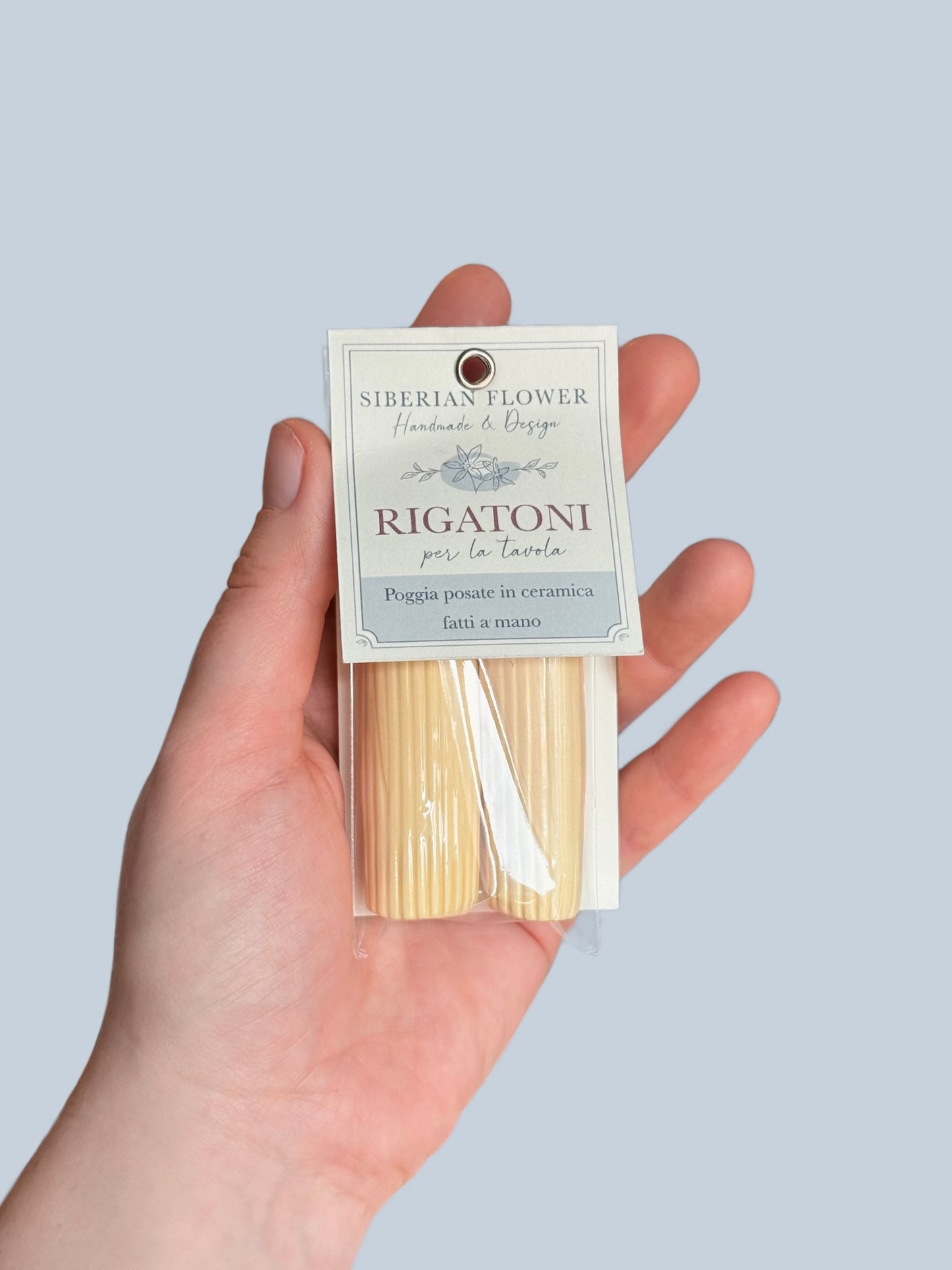 Poggiaposate Rigatone in Ceramica Artigianale